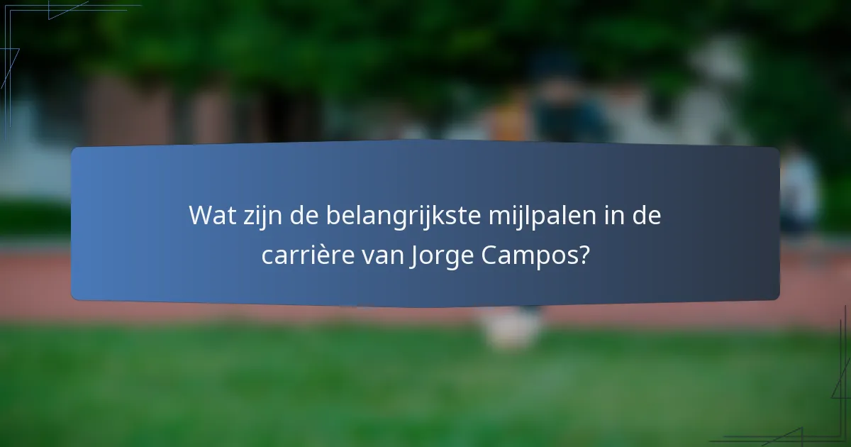 Wat zijn de belangrijkste mijlpalen in de carrière van Jorge Campos?